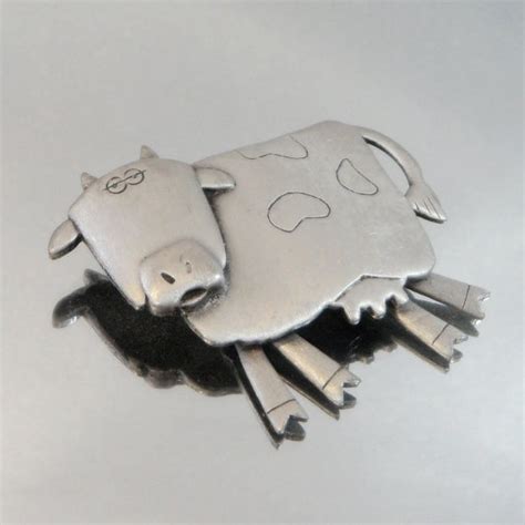 Vintage Cow Brooch Pewter Jj Wiggly Leg Cow Etsy Cow Vintage