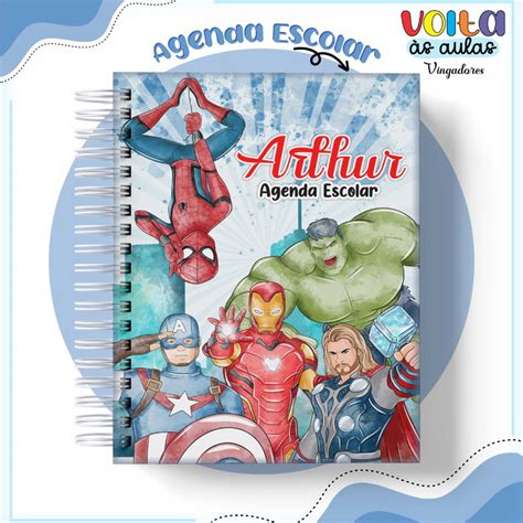 Agenda Escolar 2024 Vingadores Arquivo Digital Elo7