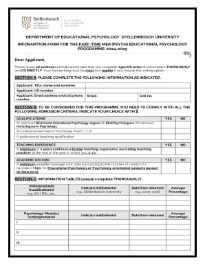 Fillable Online MEd PSYCH INFORMATION FORM Fax Email Print PdfFiller