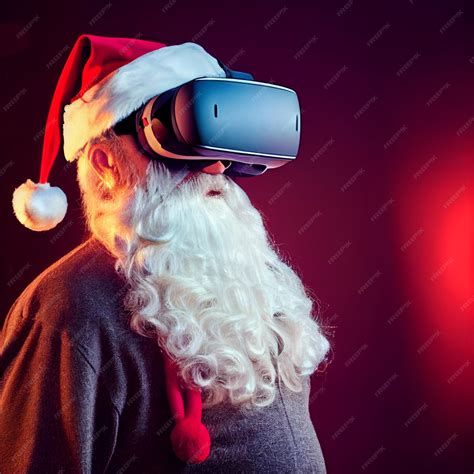 Premium Photo Futuristic Santa Claus Wearing Virtual Reality Vr