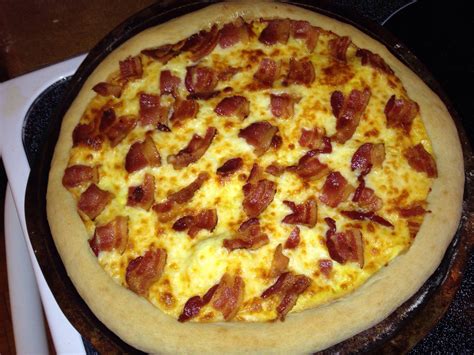 Scratch Made Bacon Egg And Cheese Pizza There Is Cheddar Under The