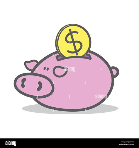 Doodle Of Piggy Bank With Golden Coin Stock Vector Image Art Alamy