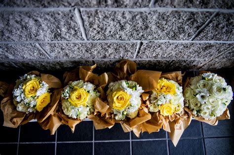 White And Yellow Bridal Bouquets With Roses