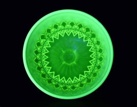 Uranium Glass Pedestal Bowl Davidson Pearline Decorativevintage