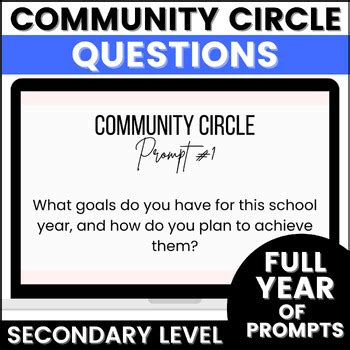 Community Circle Questions Secondary Full Year Prompts Back To School