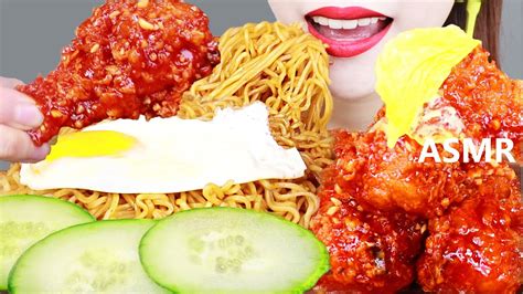 ASMR 인도미 미고랭 라면 양념치킨 먹방 INDOMIE MI GORENG NOODLES KOREAN FRIED CHICKEN