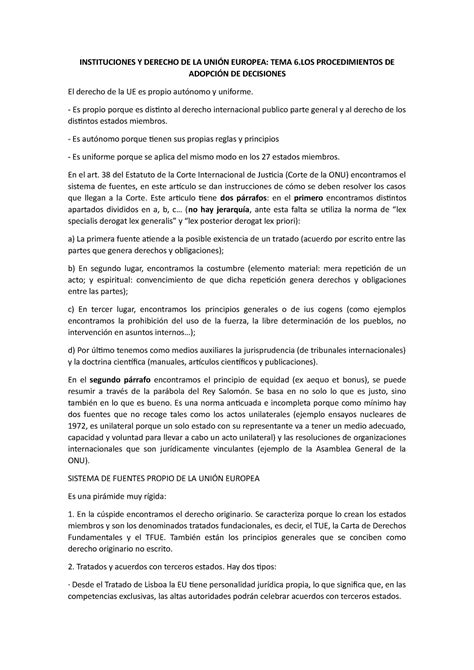 TEMA 6 INSTITUCIONES Y DERECHO DE LA UNIÓN EUROPEA TEMA 6