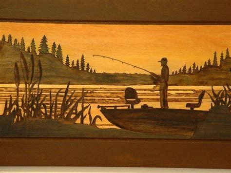 Fishing Sunset Wood Wall Art Pyrography Wall Hanging Etsy