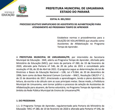 Programa Tempo De Aprender Portal Pedag Gico De Umuarama