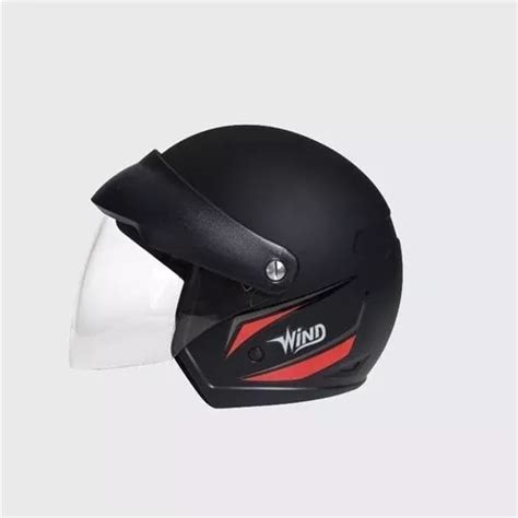 Capacete Moto Taurus Aberto Wind V3 Preto Fosco E Vermelho