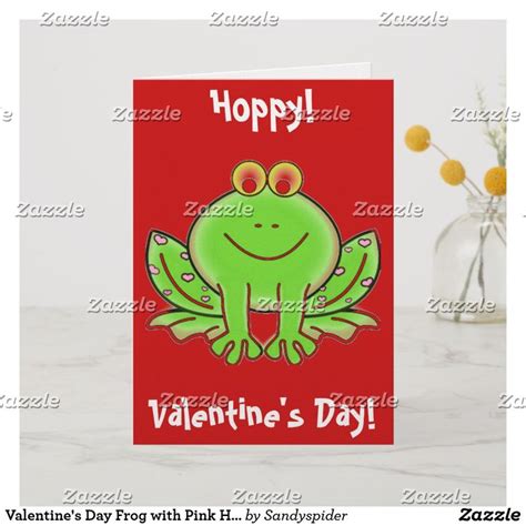 Valentines Day Frog With Pink Hearts Ard Holiday Card Zazzle