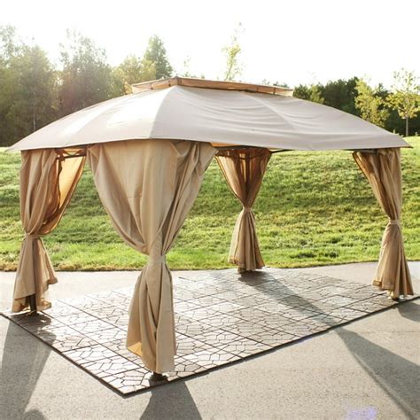 Sunnydaze 10 X 13 Foot Soft Top Rectangle Patio Gazebo With Screens And Privacy Walls Perfect