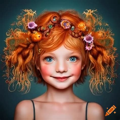 Colorful Illustration Of Smiling Ginger Haired Girls On Craiyon