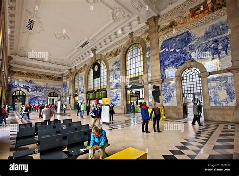 The Sao Bento train station,covered with impressive azulejo panels
