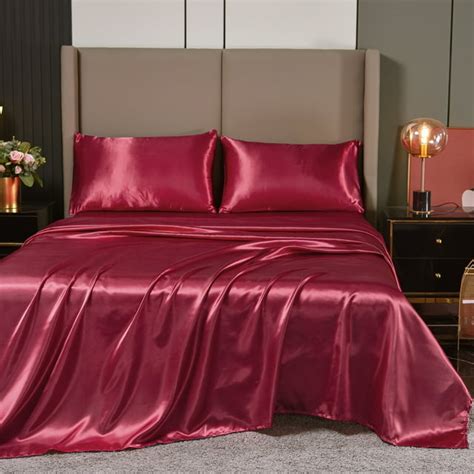 Ntbed Full Size Luxury Satin Sheets Set 1800 Thread Count Microfiber