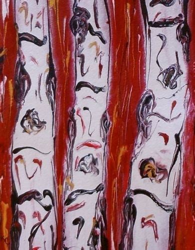 Daily Painters Of Colorado Aspens In Red X Original Abstract