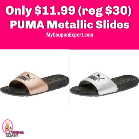 PUMA Metallic Slides just $11.99 (reg $30) Free Shipping!