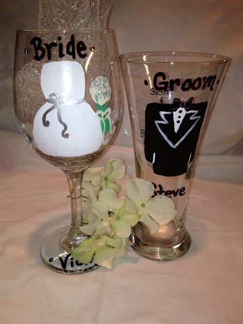 Bride And Groom Wedding Glasses 24 Set Personalized Wedding