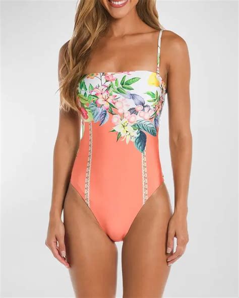 Sunshine 79 Garden Bandeau One Piece Swimsuit Coral Editorialist