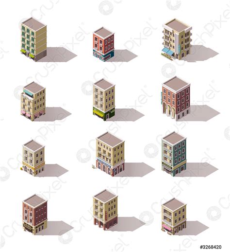 Vector Isometric Buildings Set Stock Vector Crushpixel