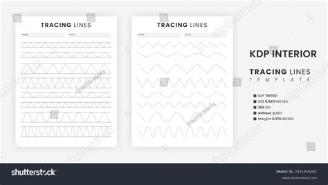 tracing zig zag lines worksheets preschool stock vector royalty