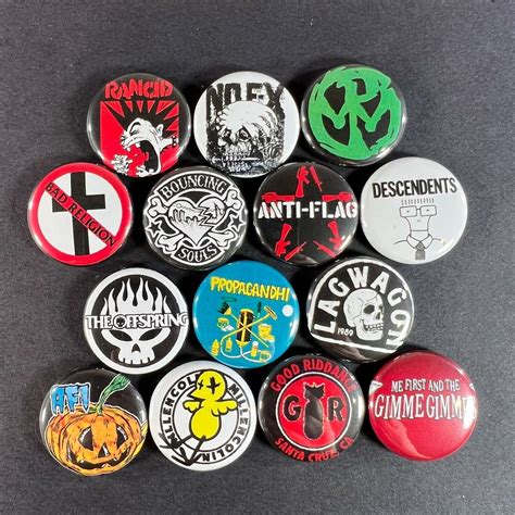 90 S Punk Rock 1 Button Pin Set 14 Pins Nofx Rancid Offspring EBay