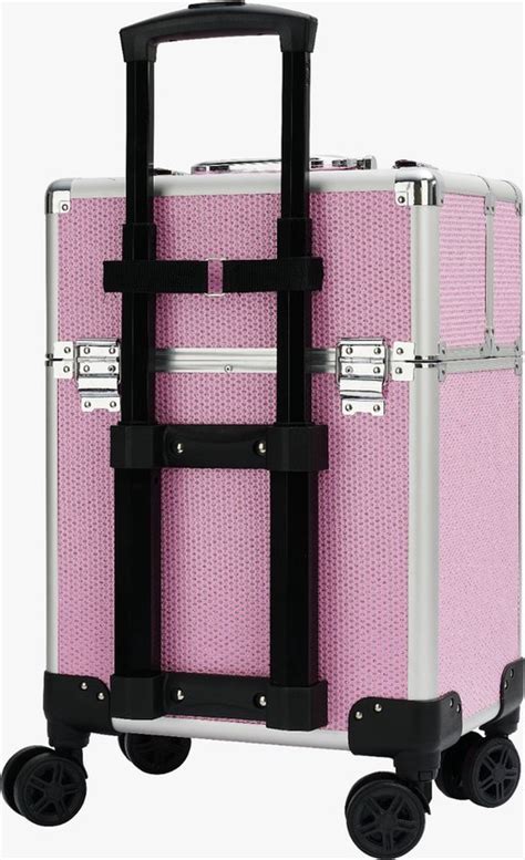 Beautycase Beautykoffer 2 Delig Trolley Aluminium Bekleed Met