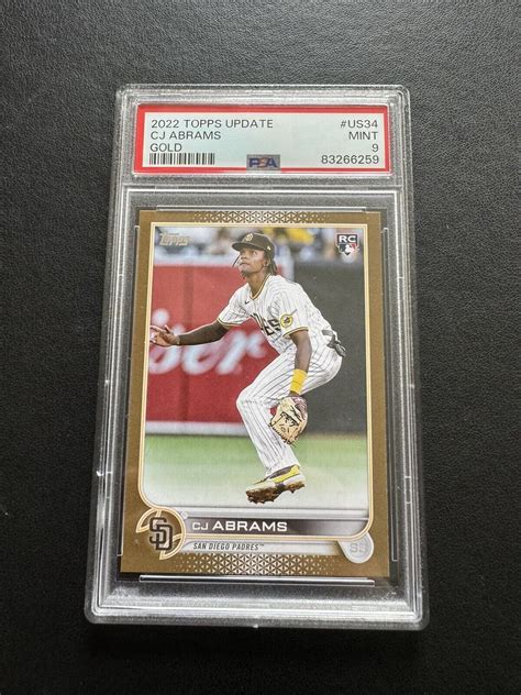 2022 Topps Update Cj Abrams Us34 Rc Rookie Gold Parallel Psa 9 Mint Ebay