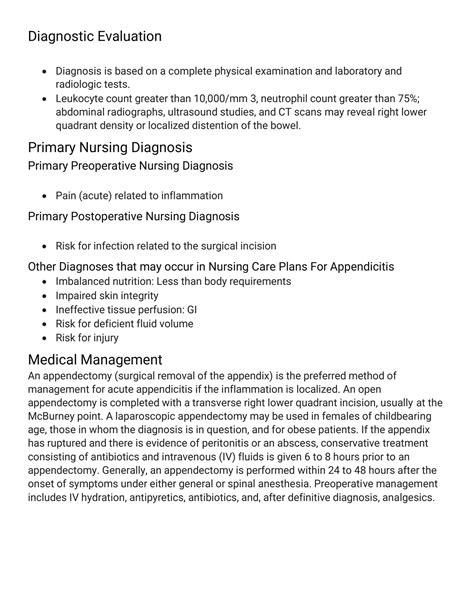 Solution Appendicitis Nursing Care Plan Management Studypool