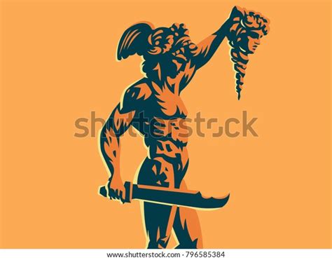 Perseus Holding Head Medusa Cartoon Images Stock Photos Vectors