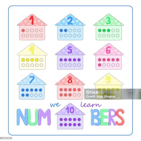 Ilustración De Tabla De Números Del Uno Al Diez Para La Escuela Primaria Y Preescolar Aprendamos