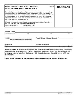 Fillable Online Isu FORM BANKR IDAHO STATE UNIVERSITY Fax Email Print