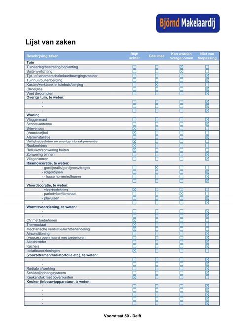 Lijst Van Zaken Beschrijv