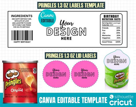 Pringles 1 3 Oz Labels Template Pringles Template Canva Etsy