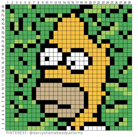 Homer in the Hedge Hama Bead Pattern | Pixel art grid, Cool pixel art ...