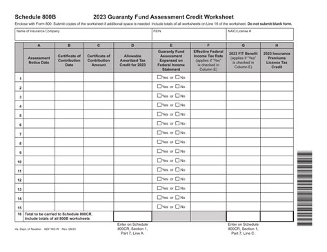 Virginia Guaranty Fund Assessment Credit Worksheet Fill Out