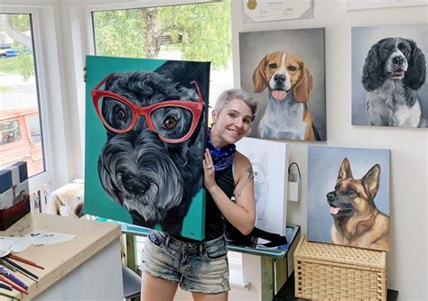 A Delightful Dog Portrait Painting with Popping Pink Glasses