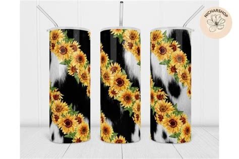 20oz Sunflower Tumbler Cowhide Wrap Graphic By Nicharshop168 Creative