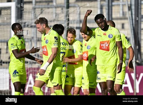 Gent S Jordan Torunarigha Celebrates After Scoring During A Soccer