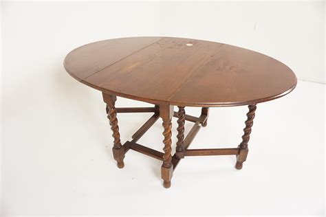 Antique Oak Barley Twist Gateleg Table Drop Leaf Scotland 1920 H1095