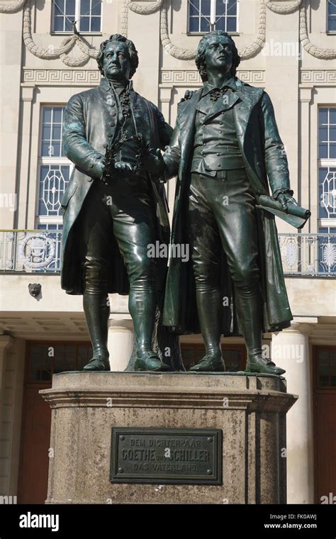 Statue Of Goethe And Schiller In Front Of German National Theater