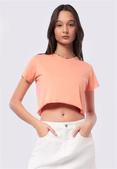 Jual COLORBOX Boxy Short Sleeve Crop Top Original 2023 ZALORA Indonesia