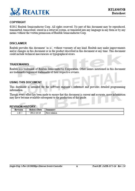 RTL8305NB CG Datasheet Controller Equivalent Realtek