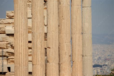 Ionic columns in the Erechtheion Temple on the Acropolis of Athens ...