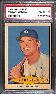 1954 Red Heart 18 Mickey Mantle PSA 8 NM MT 06095749 EBay