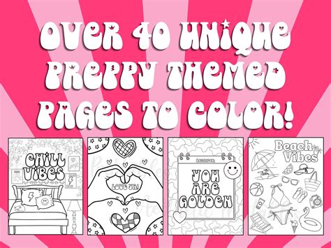 Preppy Coloring Pages Preppy Coloring Book Printable Easy Aesthetic