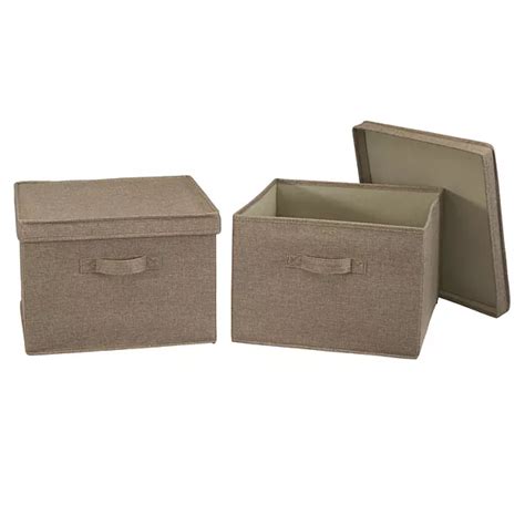 Household Essentials Square Storage Boxes With Lids 2 Piece Set