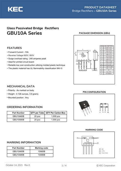 Gbu A B Rectifiers Datasheet Distributor Stock And Price