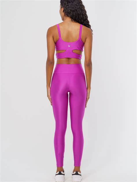 Hot Pink Ankle Length Leggings With Pockets