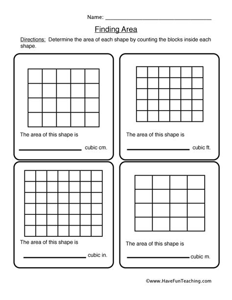 Math Area Worksheets Resources